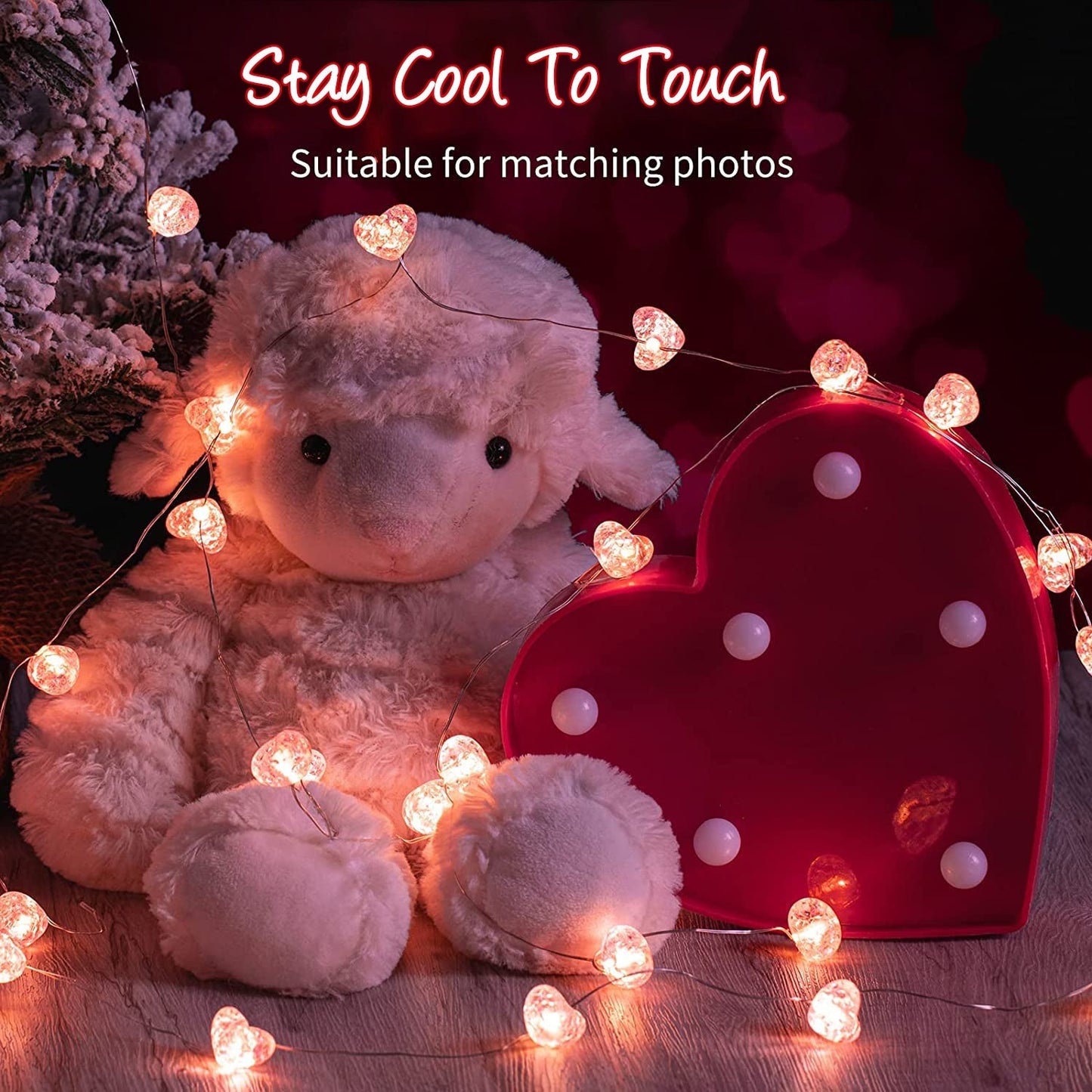 Valentine's Day Pink Heart Mini String Lights