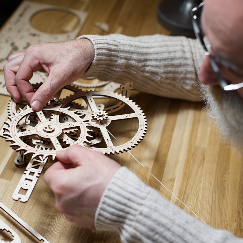 3D Wooden Puzzle Mechanical Aviation Wall Clock