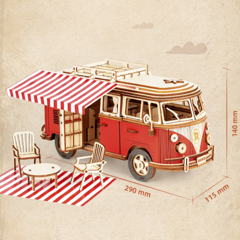 3D Wooden Puzzle European-Style Camper Van