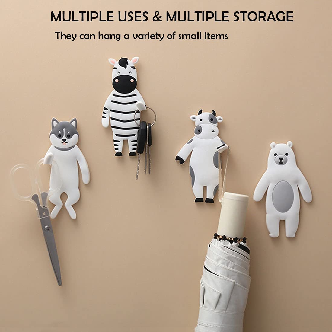 4Pcs Cute Animal Shaped Wall Hooks