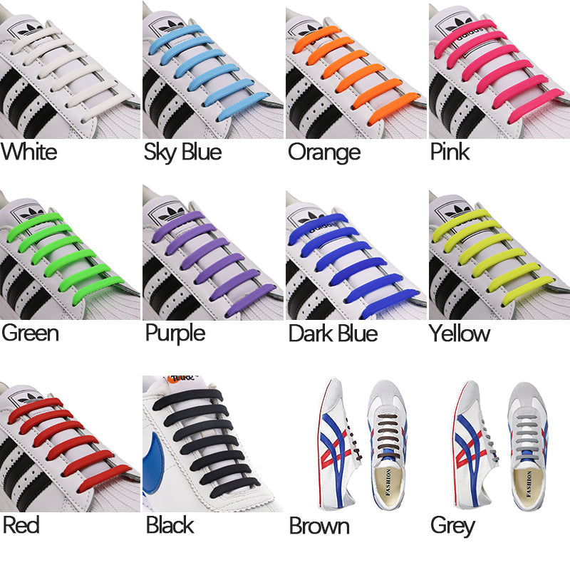 Stretch Silicone Elastic No Tie Shoe Laces(8+8 Packs)