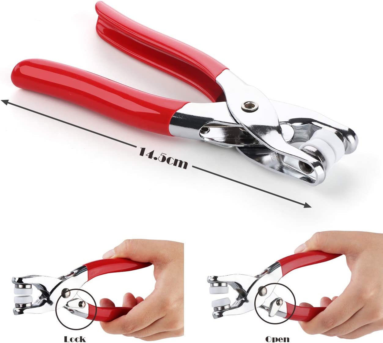 Metal Snap Buttons Rings with Fastener Pliers Press Tool Kit