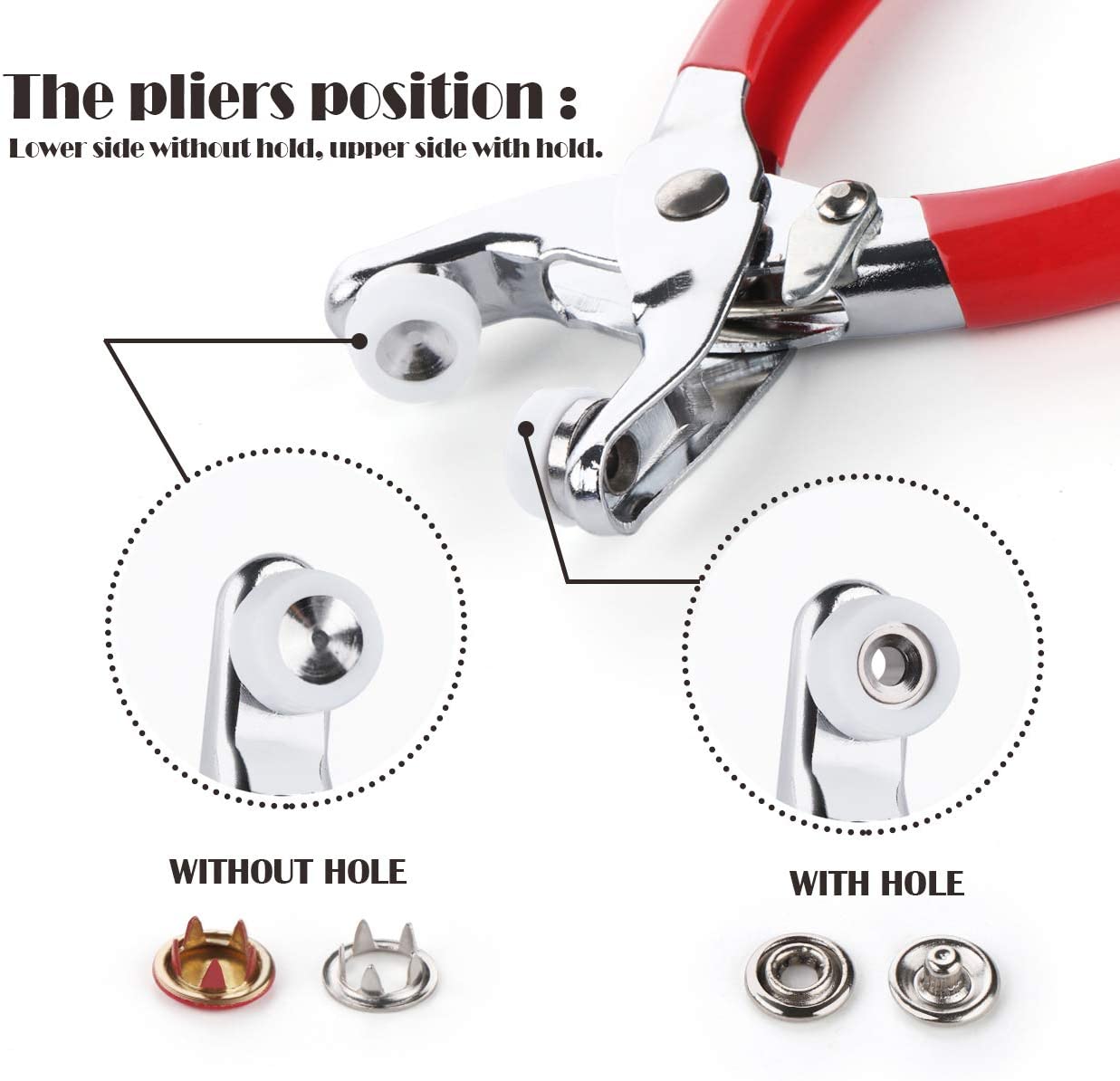 Metal Snap Buttons Rings with Fastener Pliers Press Tool Kit