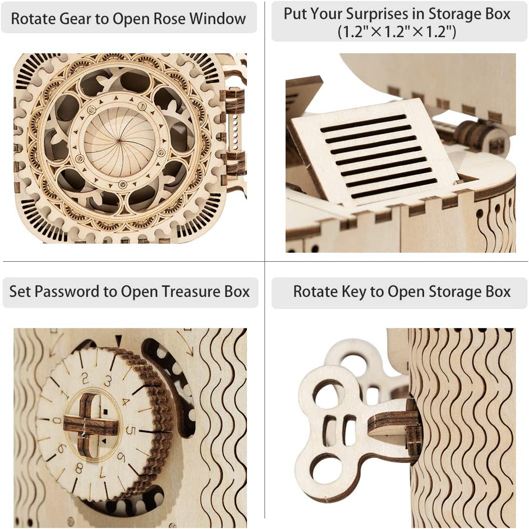 3D Wooden Puzzle Mechanical Treasure Box