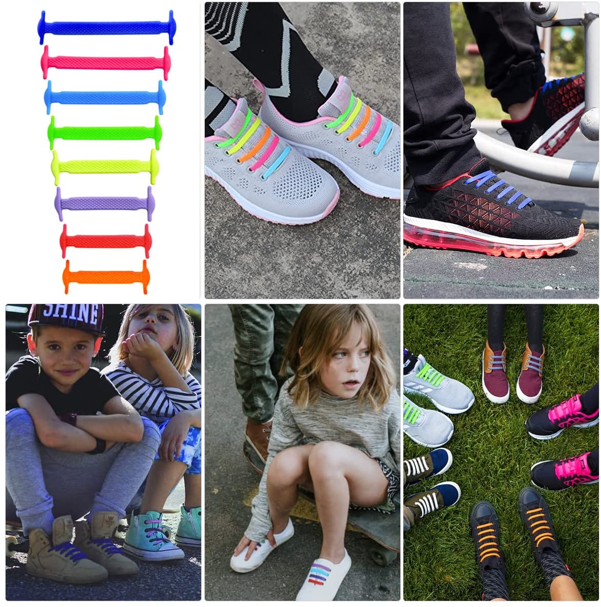 Stretch Silicone Elastic No Tie Shoe Laces(8+8 Packs)