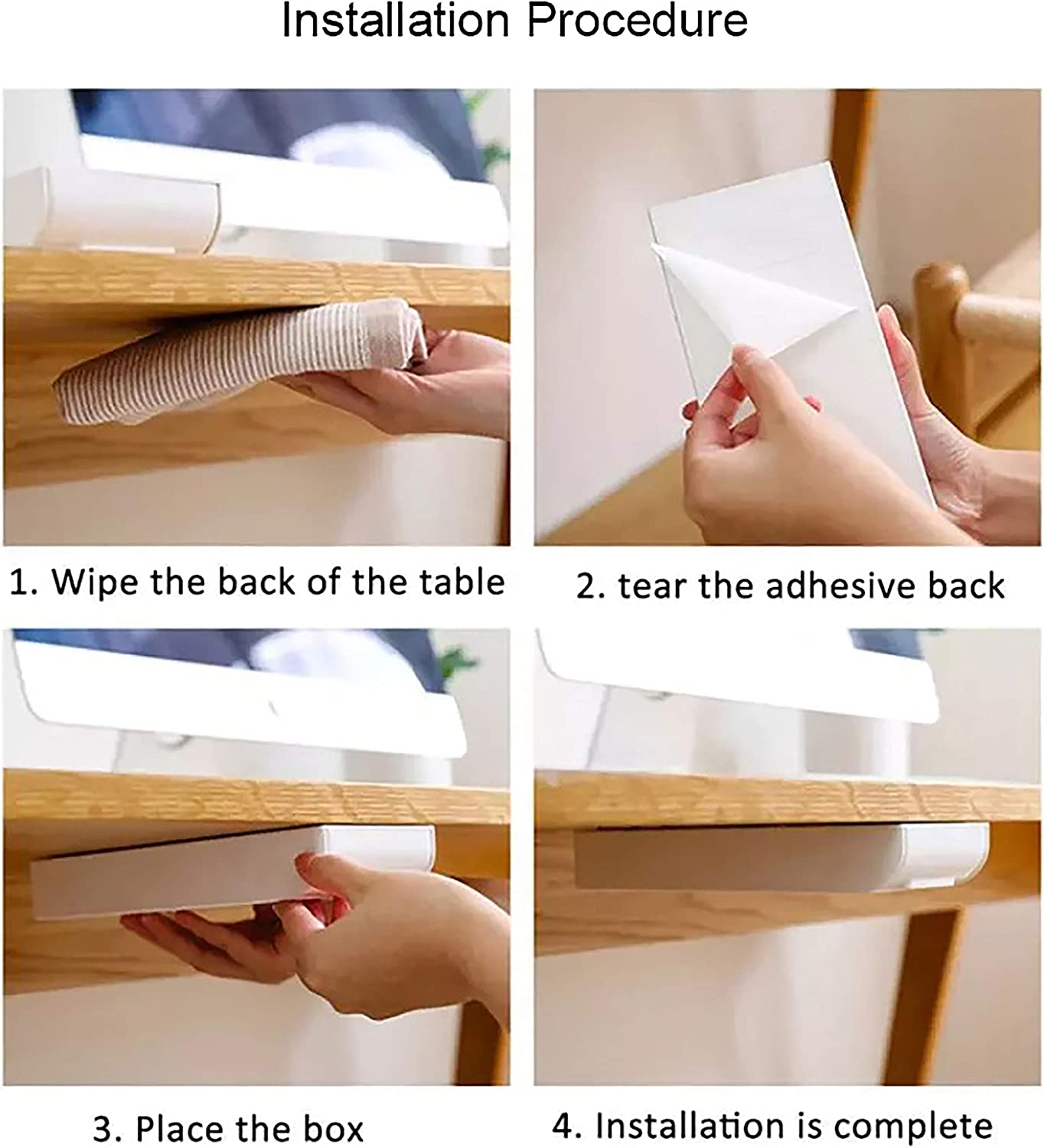 Self Adhesive Under Desk Drawer Organizer (Set of 2)