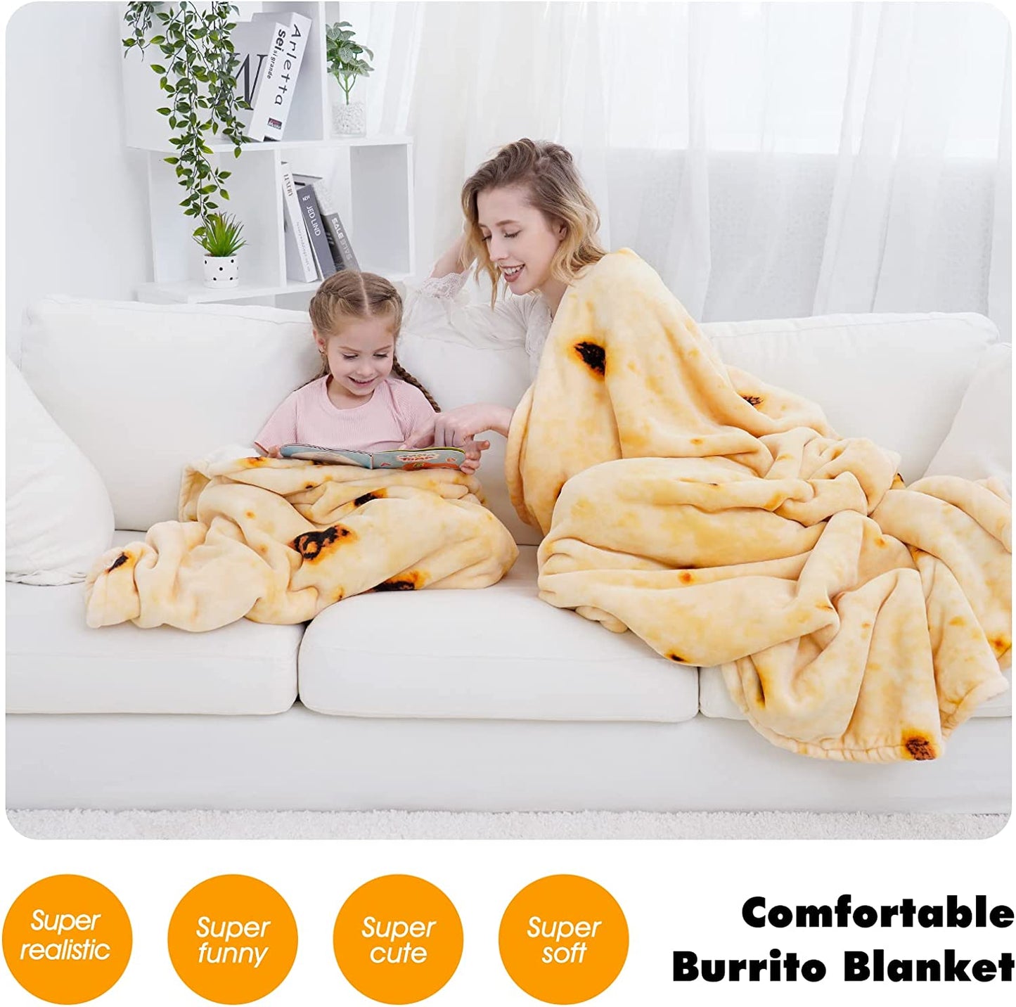 Double Sided Giant Flour Tortilla Throw Blanket