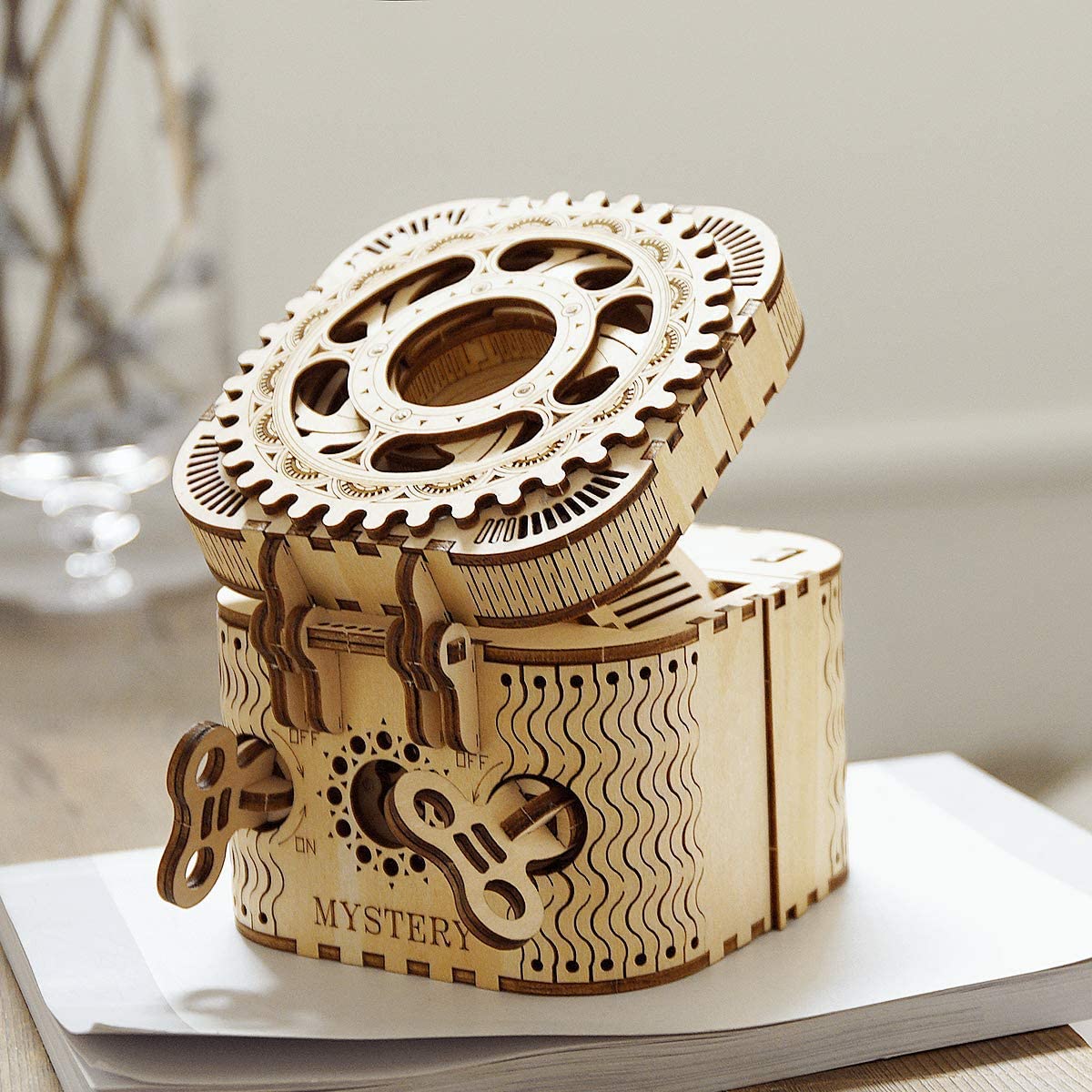 3D Wooden Puzzle Mechanical Treasure Box