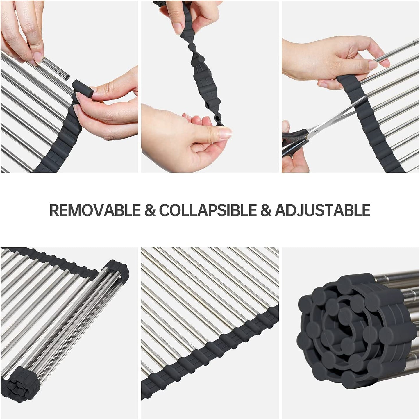 Adjustable Length Roll Up Dish Drying Rack