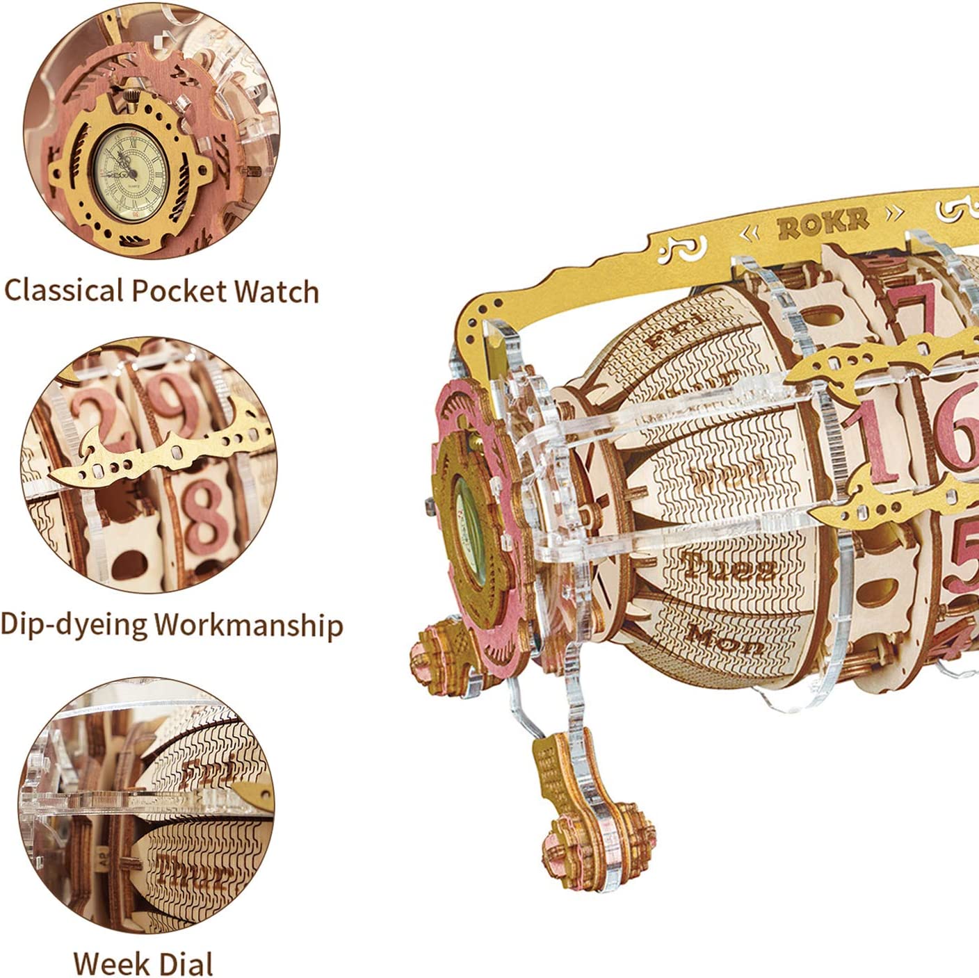 Time Engine DIY Desk Calendar 3D Wooden Puzzle