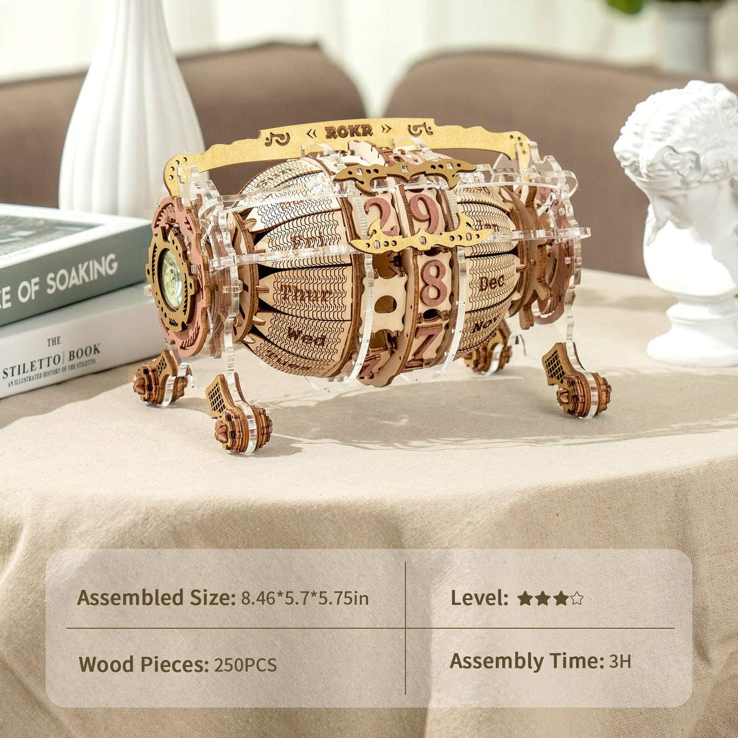 Time Engine DIY Desk Calendar 3D Wooden Puzzle
