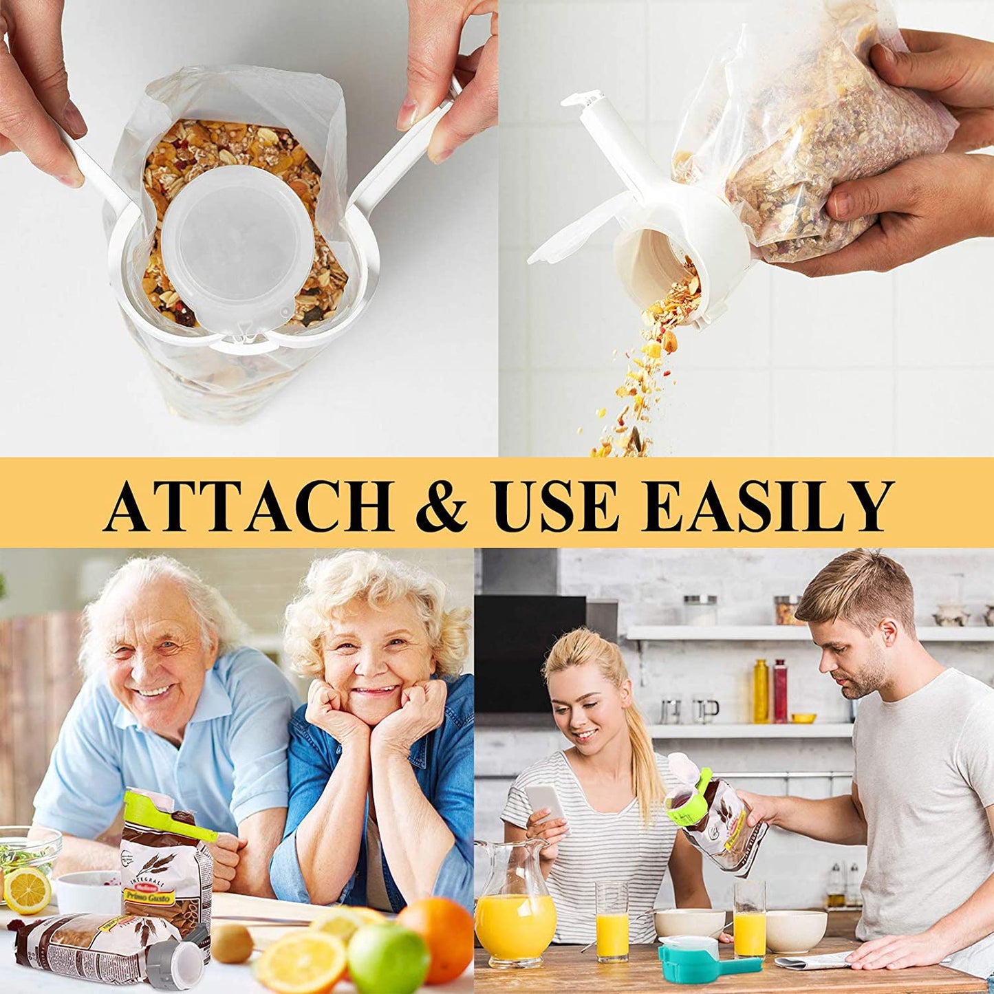 Food Storage Sealing Clips with Pour Spouts (4 Pcs)