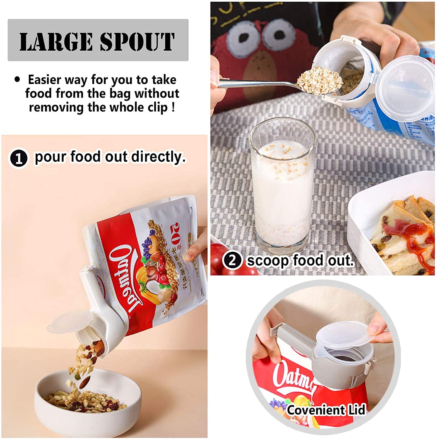 Food Storage Sealing Clips with Pour Spouts (4 Pcs)