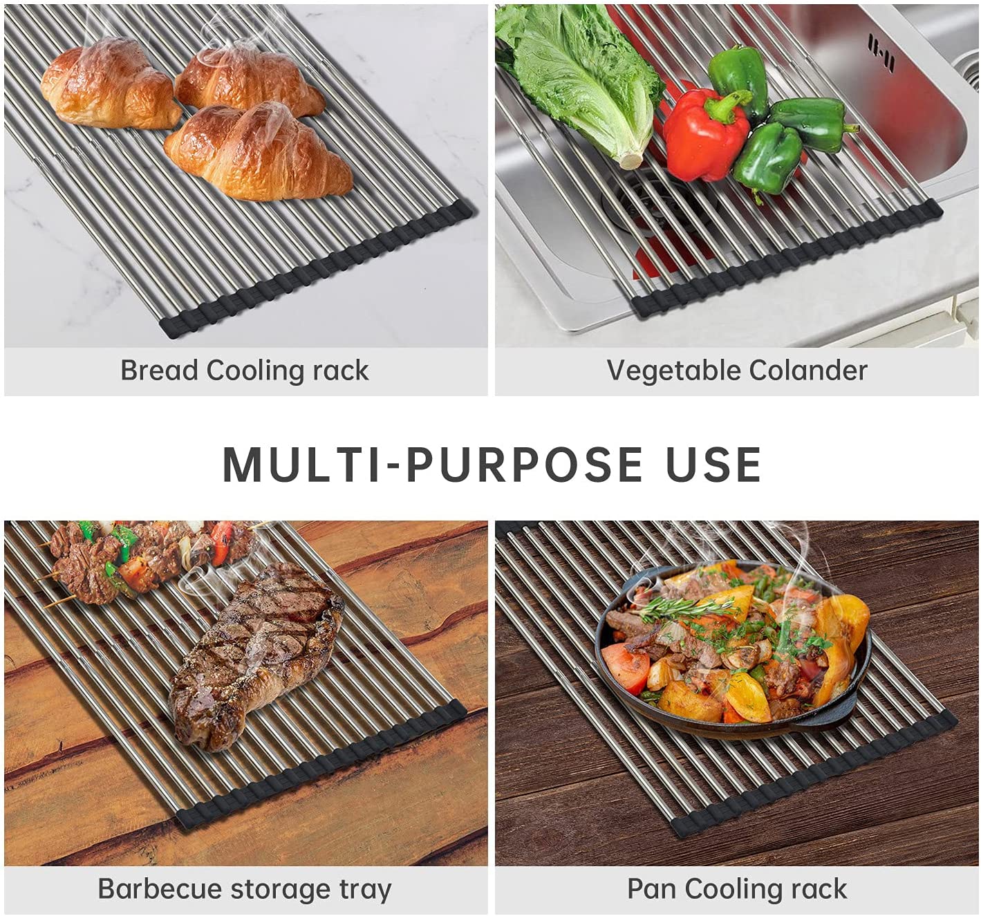 Adjustable Length Roll Up Dish Drying Rack