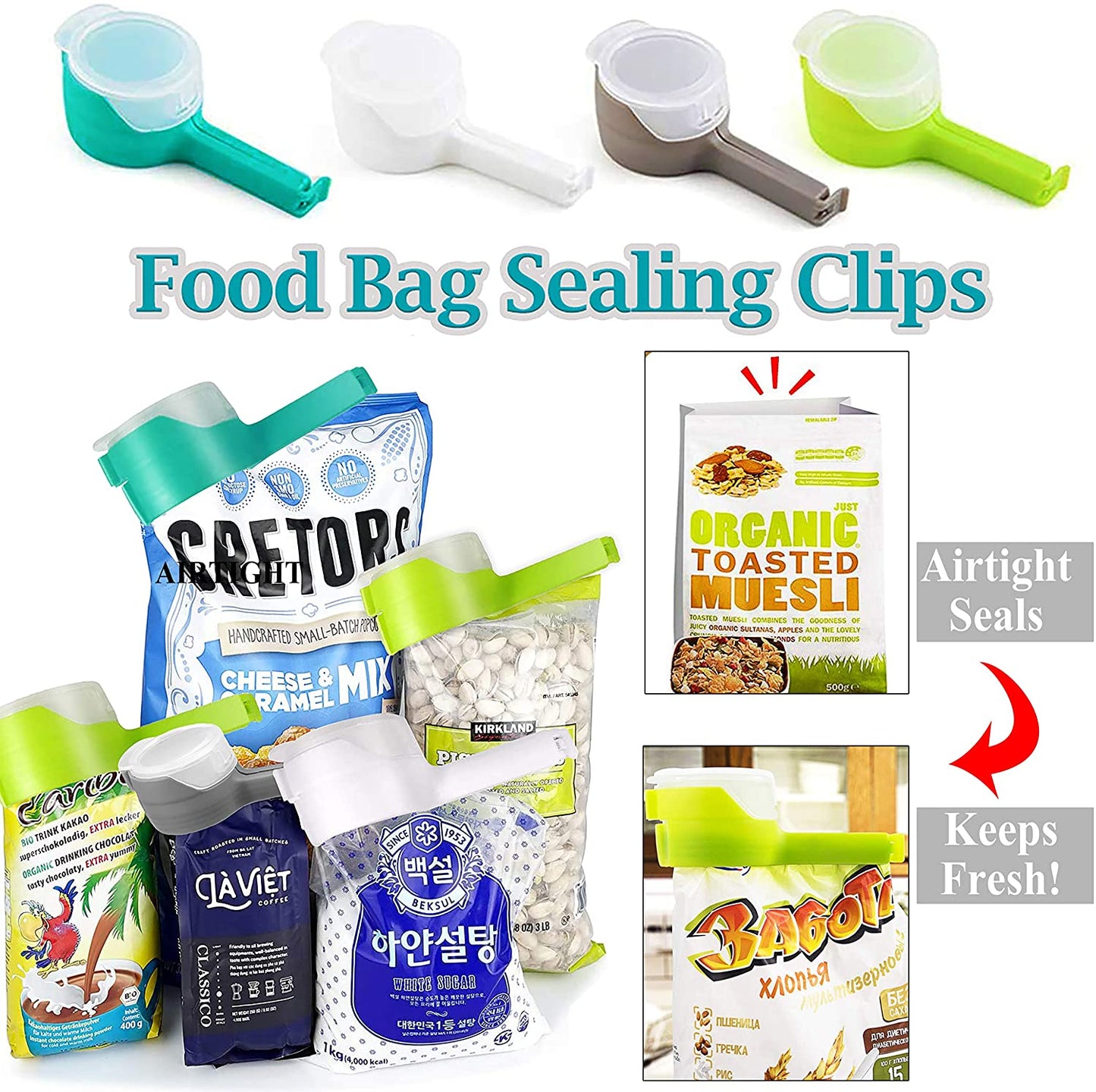 Food Storage Sealing Clips with Pour Spouts (4 Pcs)