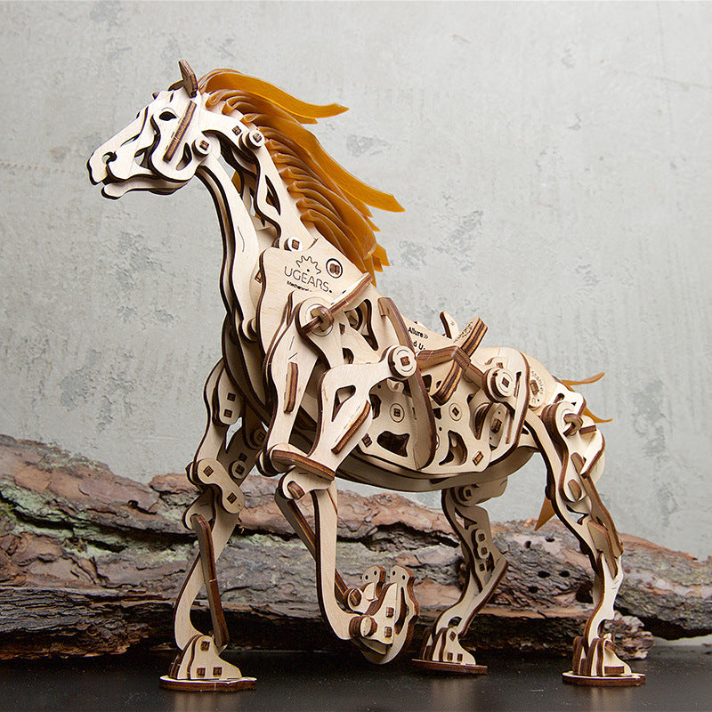 3D Wooden Puzzle Mechanically-Driven Bionic Horse