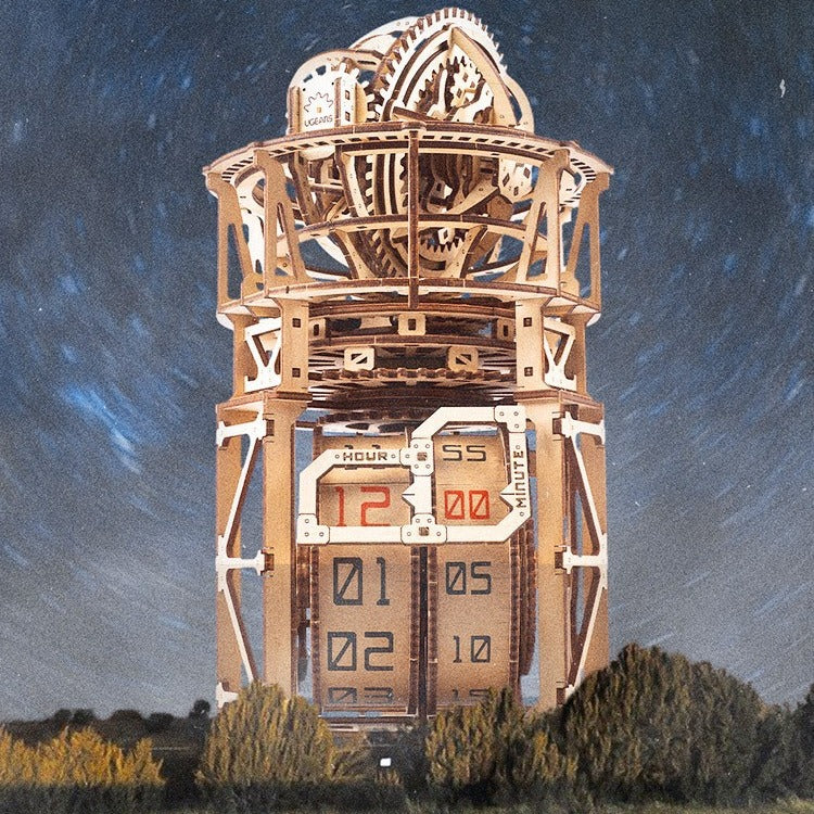 3D Wooden Puzzle Mechanical Transmission Tourbillon Table Clock