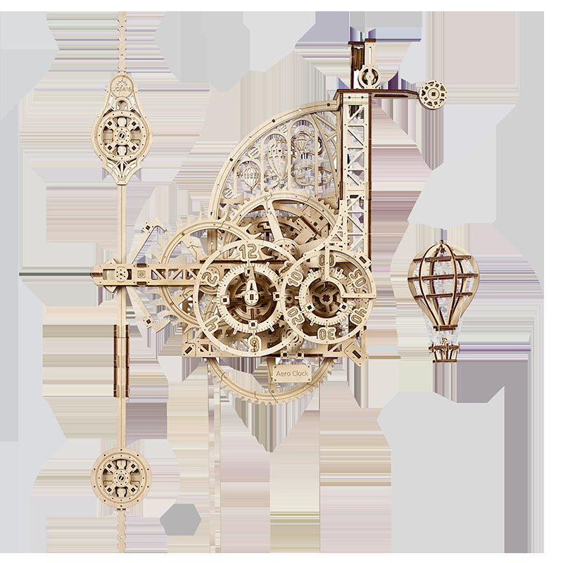 3D Wooden Puzzle Mechanical Aviation Wall Clock