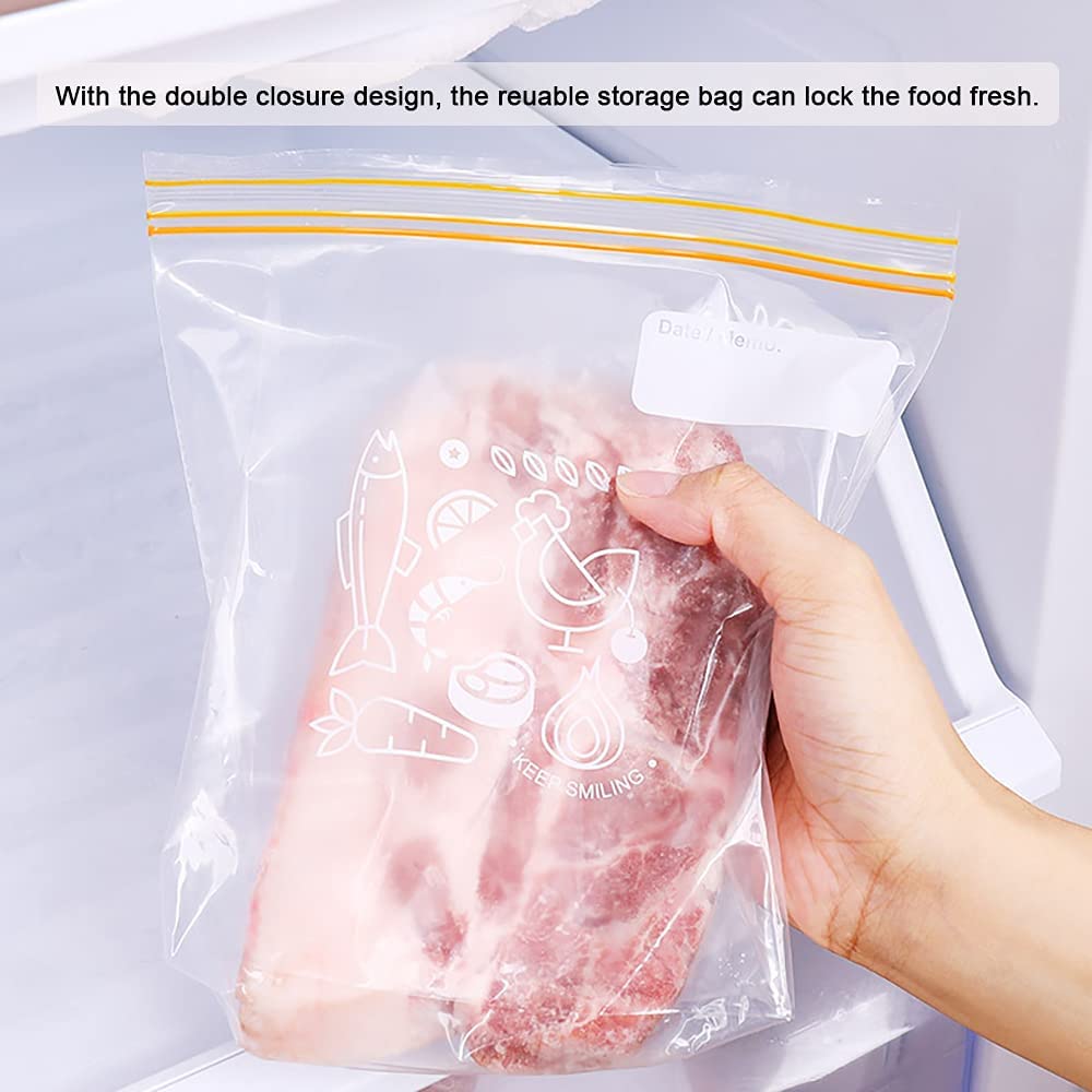 Refrigerator Organizer Bins with 10 Pack Reusable Storage Bags