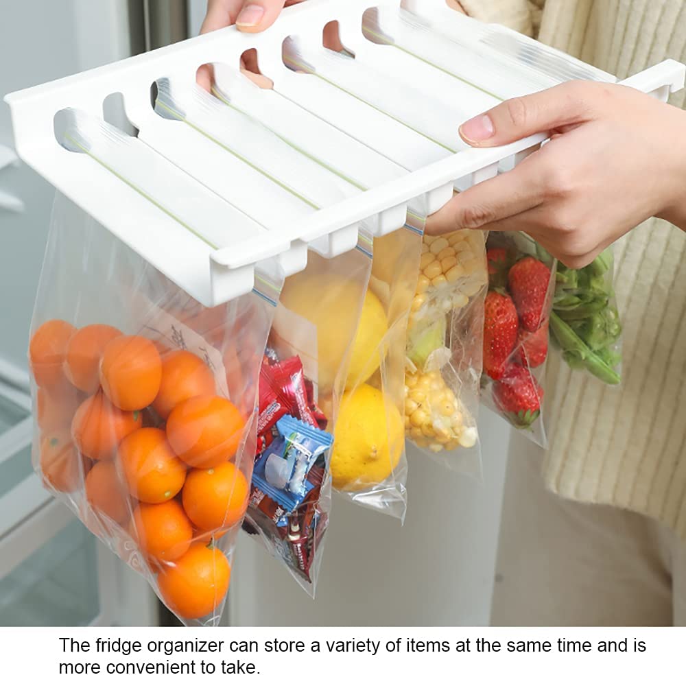 Refrigerator Organizer Bins with 10 Pack Reusable Storage Bags
