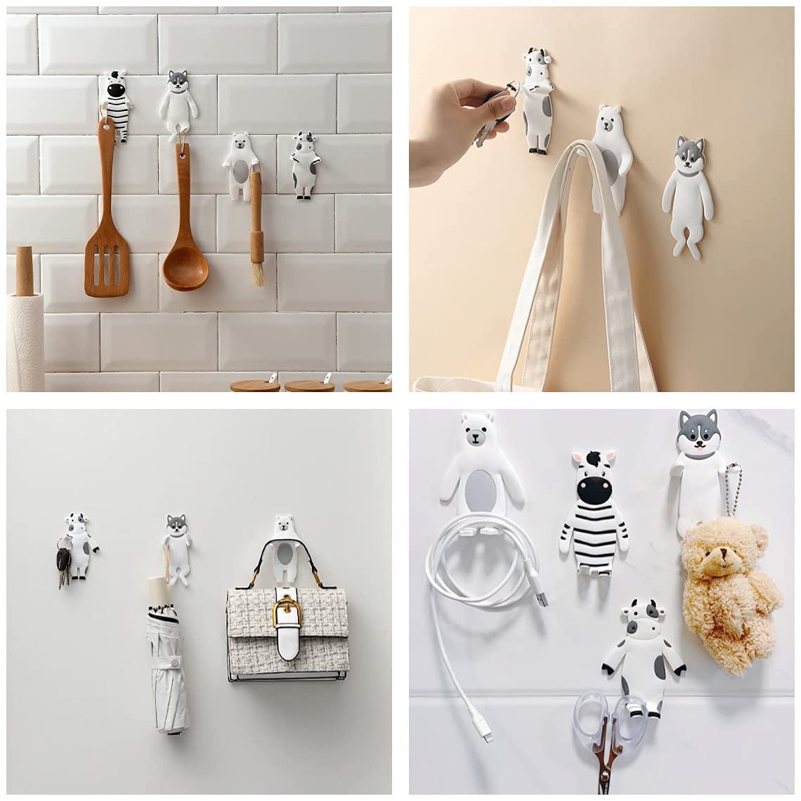 4Pcs Cute Animal Shaped Wall Hooks