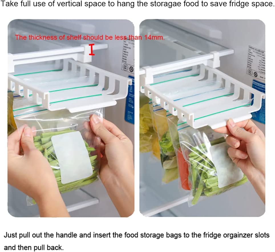 Refrigerator Organizer Bins with 10 Pack Reusable Storage Bags