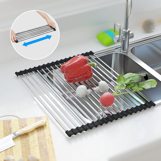 Adjustable Length Roll Up Dish Drying Rack