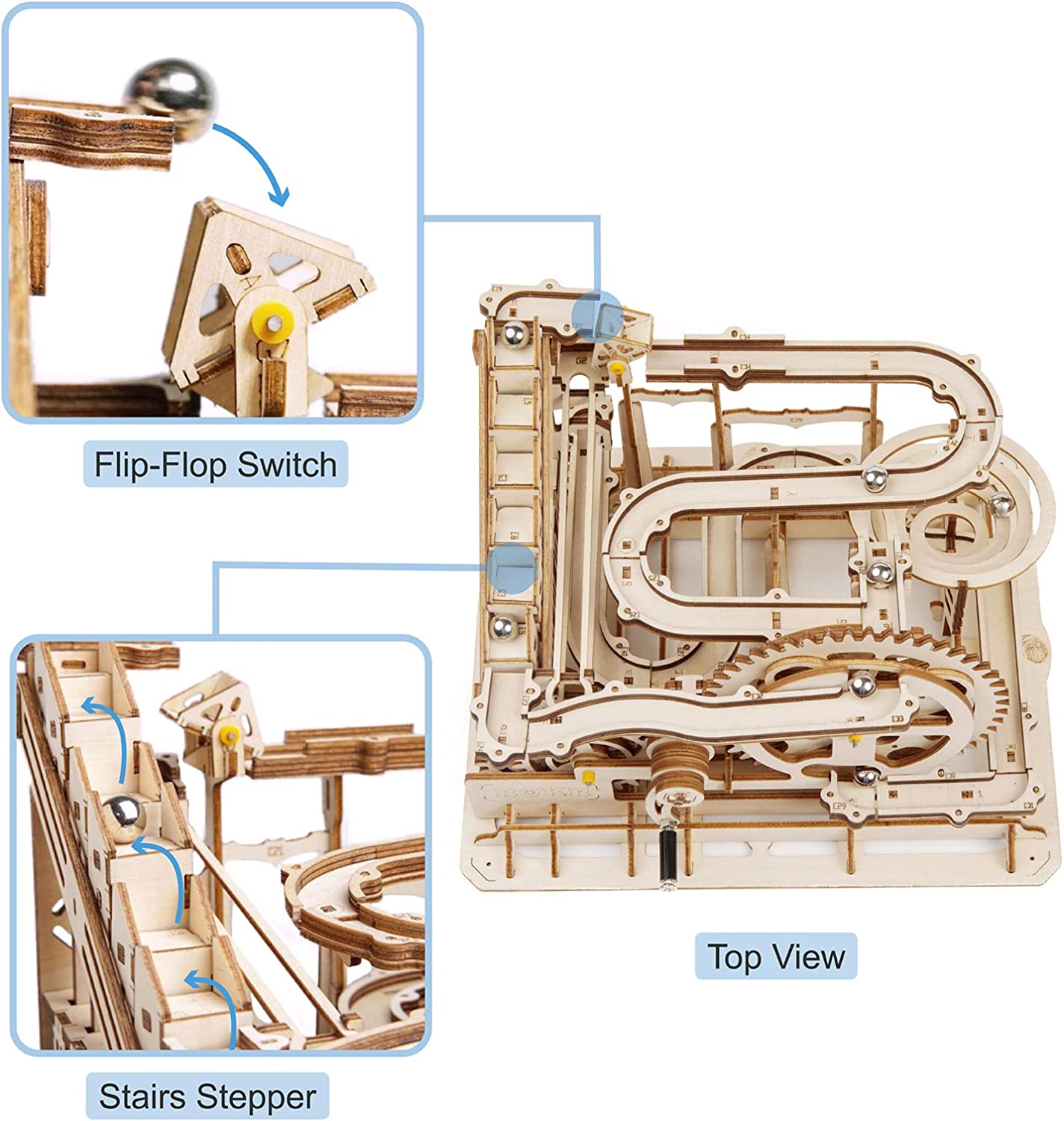 3D Wooden Puzzles Marble Run Set
