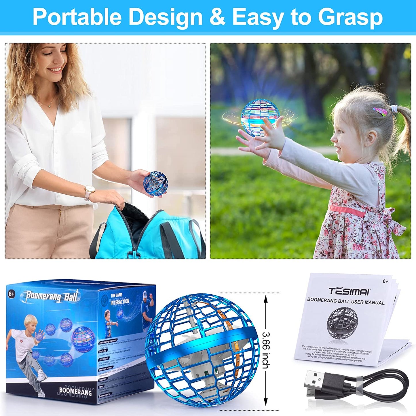 Hand-Controlled 360° Rotating Mini UFO Ball Spinner