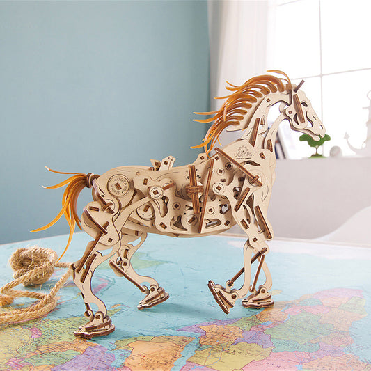 3D Wooden Puzzle Mechanically-Driven Bionic Horse