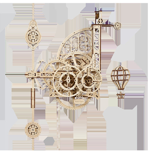 3D Wooden Puzzle Mechanical Aviation Wall Clock